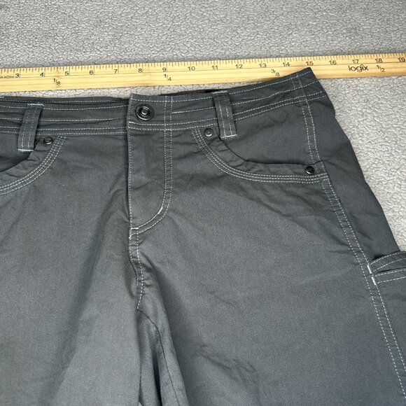 Kuhl Shorts Womens 4 Gray Hiking Stretch Pockets Outdoor Logo Utility 6" Inseam - Picture 9 of 12